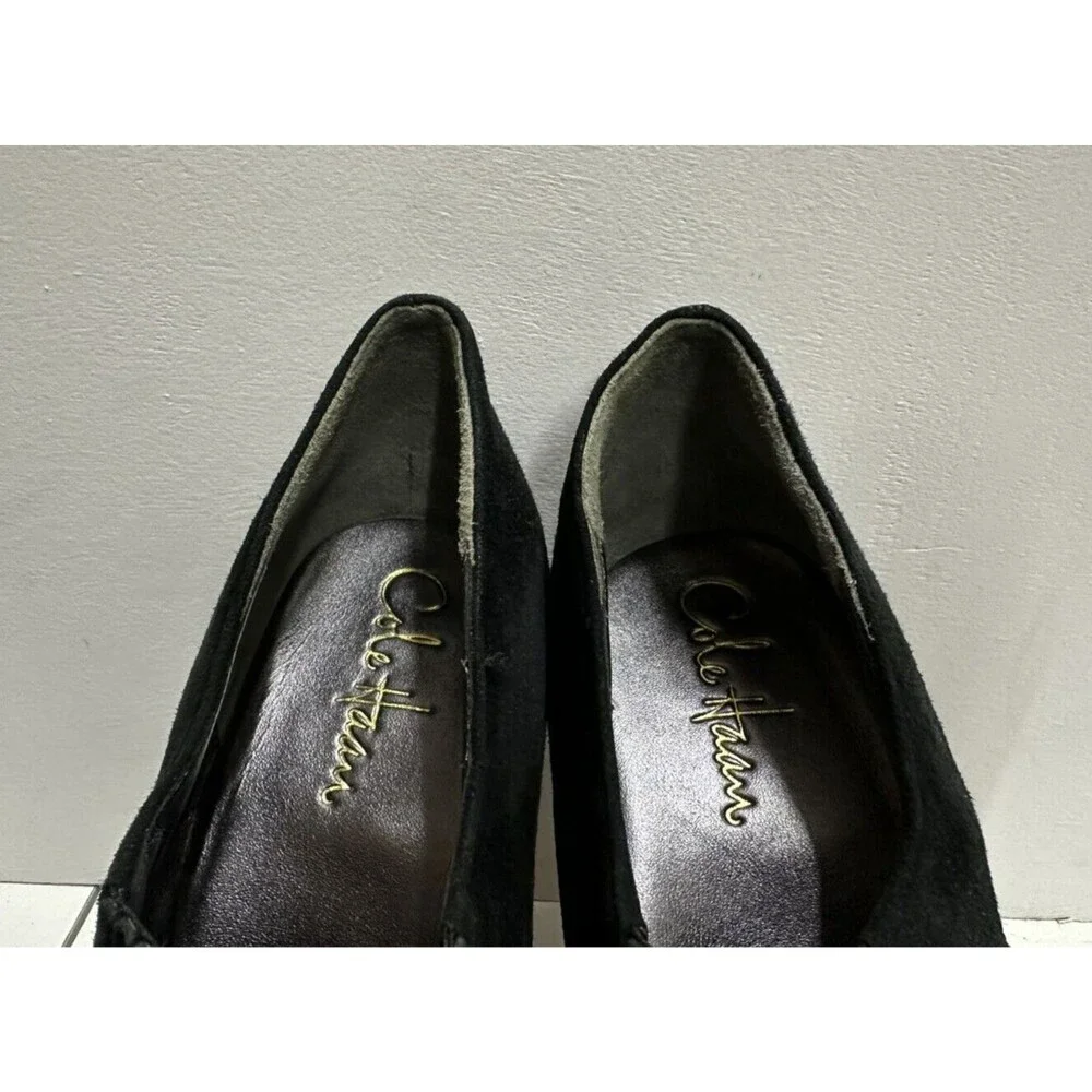 Cole Haan women size 11B black  suede  high heel low cut booties